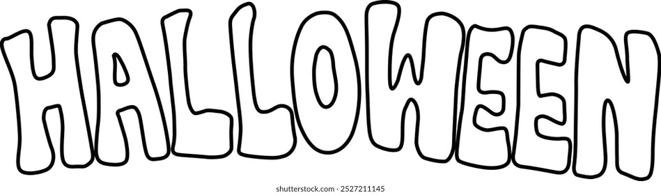 Cute Halloween font. Hand drawn. Black. Outline. Vector Illustration