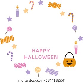Cute Halloween frame vector illustration　, autumn, vector, October, pumpkin, sweets