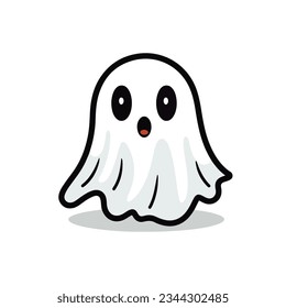 Cute Halloween Ghost Cartoon Character Vector Illustration