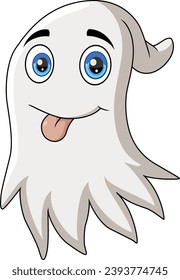 Cute halloween ghost cartoon on white background