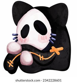 Cute Halloween Ghost Cartoon Vector Illustration