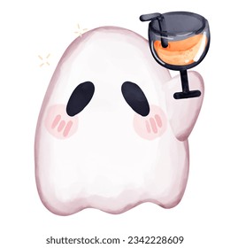 Cute Halloween Ghost Cartoon Vector Illustration