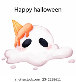 Cute Halloween Ghost Cartoon Vector Illustration