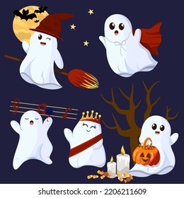 Cute Halloween Ghost Casper Vector