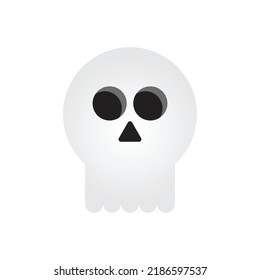 
cute halloween ghost character cartoon skull. emotional skeleton face Vector illustration on a white background.