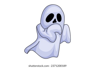 Cute Halloween Ghost Character Design Illustration