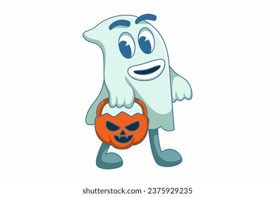 Cute Halloween Ghost Character Design Illustration