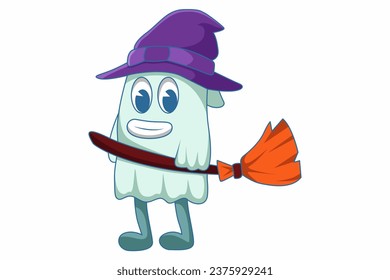 Cute Halloween Ghost Character Design Illustration