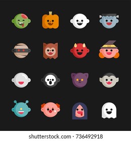 Cute Halloween Ghost Character icon vector illustration flat design