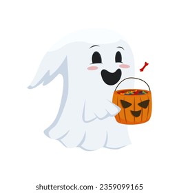 Cute Halloween Ghost Character Illustration