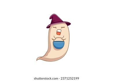 Cute Halloween Ghost Character Illustration