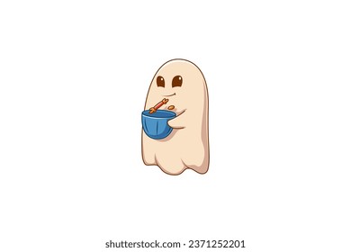 Cute Halloween Ghost Character Illustration