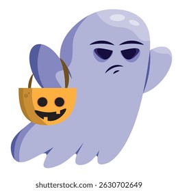 Cute halloween ghost character Vector illustration