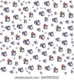 Cute halloween ghost characters wearing witch hats seamless pattern