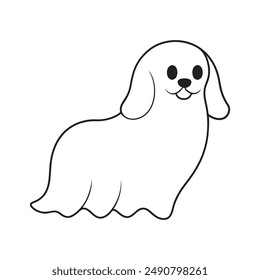 Cute Halloween Ghost Dog in white background