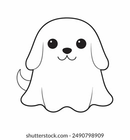 Cute Halloween Ghost Dog in white background