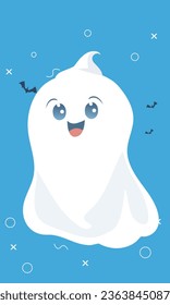 Cute Halloween ghost, doodle cartoon style, concept drawing for greeting cards, t-shirt designs and crafts.