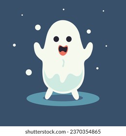cute halloween ghost flat character