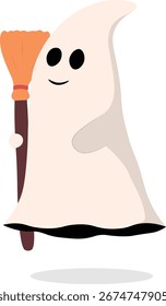 Lindo fantasma de Halloween en diseño plano. Ilustración vectorial
