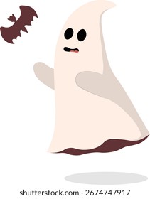 Fantasma de Halloween bonito em design plano. Ilustração de vetor