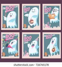 Cute Halloween Ghost Greeting Card. Isolated artwork object. Suitable for and any print media need.