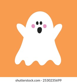 Cute Halloween ghost. Hand drawn character. Vector illustration