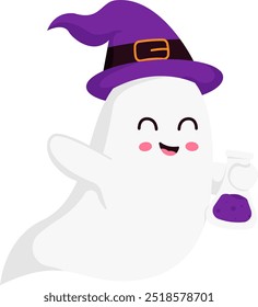 Cute Halloween Ghost Holding Potion Liquid