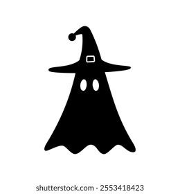 Cute halloween ghost icon. Flat vector illustration