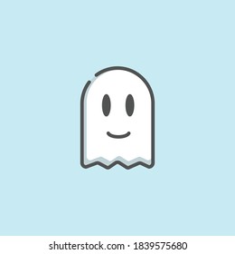 Cute Halloween Ghost Icon Illustration - style 3 (colored)