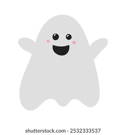 Cute Halloween ghost icon. Vector illustration