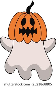 cute halloween ghost illustration design, flat halloween ghost element vector template collection