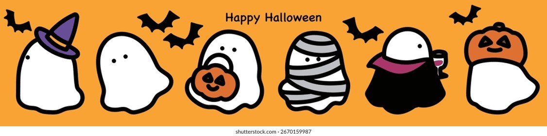 Conjunto lindo de ilustración de fantasma de Halloween