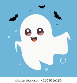 Cute halloween ghost illustration. Vector. Flat halloween ghost elements.