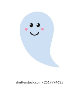 Cute Halloween ghost isolated on white background. Vector illustration