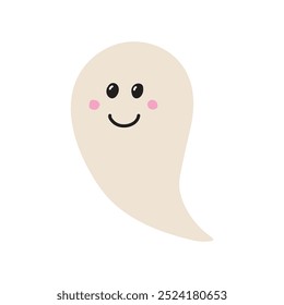 Cute Halloween ghost isolated on white background. Vector illustration