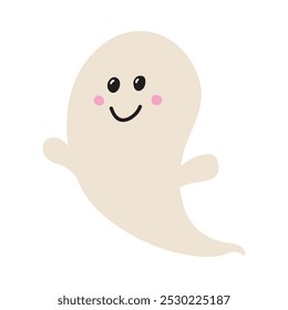 Cute Halloween ghost isolated on white background. Vector illustration