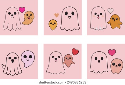 Cute Halloween Ghost Cute Kawaii Valentine dog background
