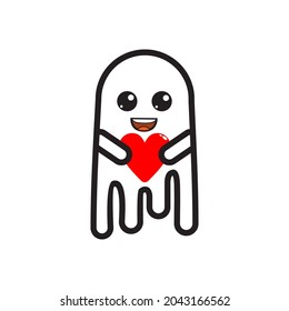  Cute Halloween ghost with love.
