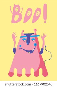 Cute halloween ghost. Monster. Halloween. Ghosts. Flat style vector illustration.