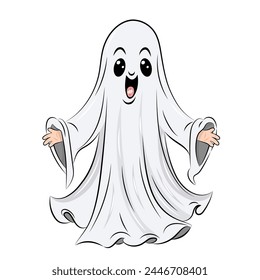Cute Halloween ghost on white background