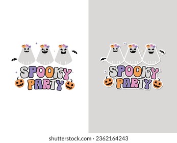 Cute Halloween ghost party sublimation vector illustration