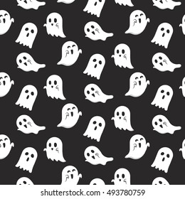 Cute halloween ghost pattern. Vector illustration.