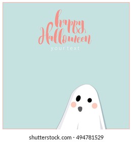 Cute halloween ghost poster. halloween card.