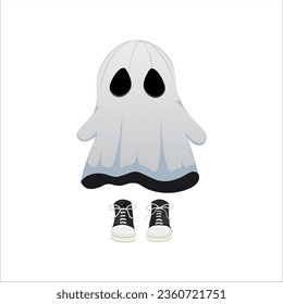 Un bonito fantasma de Halloween con una calabaza. Un fantasma gracioso.