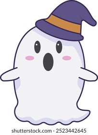 Cute Halloween ghost shock face
