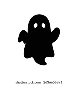 Cute halloween ghost simple black silhouette.