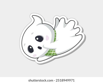 Cute halloween ghost sticker characters. Hand drawn spooky flying spirits. Cartoon funny ghost. Happy halloween day