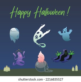 Cute Halloween Ghost Vector Collection