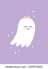 Cute Halloween ghost. Vector illustration.