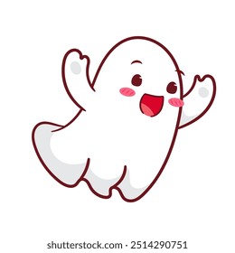 Cute Halloween ghost vector illustration. Holiday Concept Design. Isolated Background